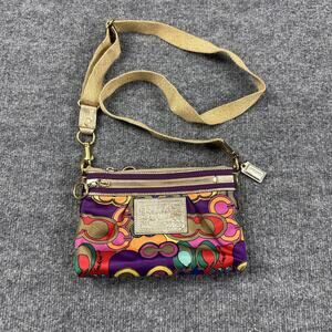 Vintage Coach Poppy Crossbody Bag Multicolor Graffiti Shoulder Purse Boho Artsy